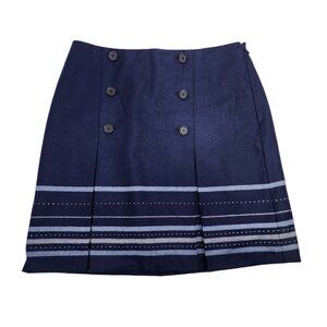 NWT Ann Taylor Loft Skirt Navy Wool Blend Front Button Detail Women's Size 6 NEW